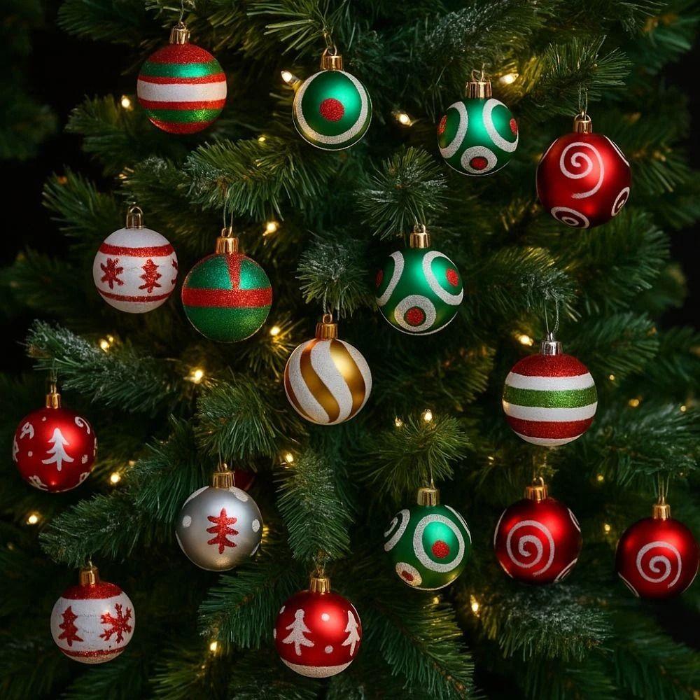 12Pcs 4cm Christmas Ball Set Painted Xmas Ornament Ball Creative Xmas Tree Hanging Pendant