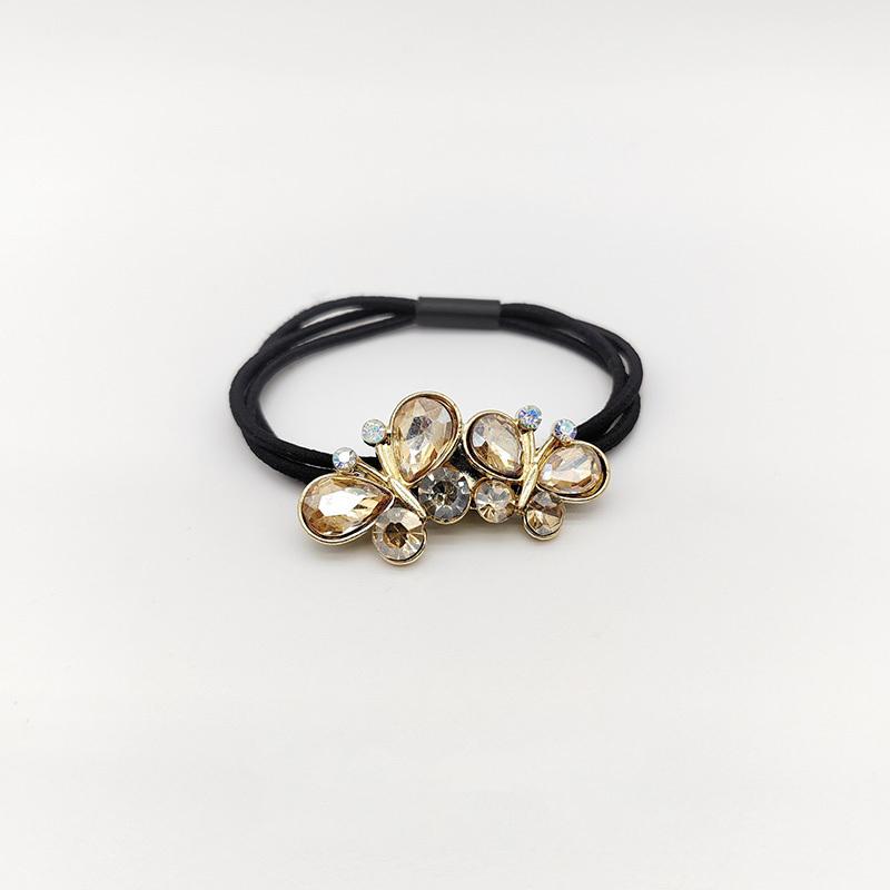 Retro Rhinestone Butterfly Elastic Hair Bands for Girls Kids Princess Hair Accessories Children Ties Baby Headwear 1 Piece