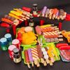 Children Simulation Barbecue Toy Kit BBQ Cooking Pretend Playing Kitchen Playthings Interactive Grill Playing Food Cookware Playset Ideal for Kids