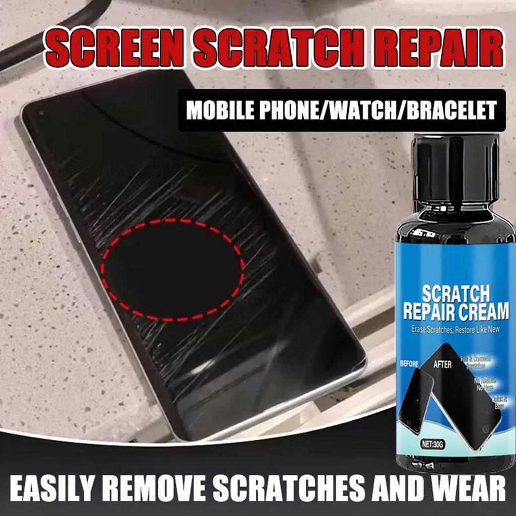 Kit Universale per Riparazione Graffi Schermo con Spugna per Smartphone Tablet Smartwatch Occhiali Lente Cera Lucidante Resina Facile da Applicare