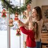 Indoor Christmas Window Decorations 6Pcs Wooden Angel Ornaments, 2D Flat Hanging Ornaments with Hemp Rope, Rustic Home Decor Retro Pendants