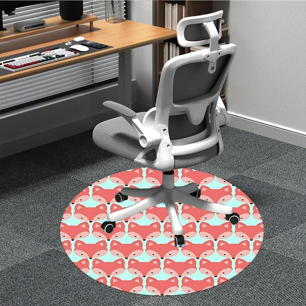 1pc Fox Pattern Chair Carpet for Office Non Slip, Machine Washable Rug for Office, Room Holiday Decor for Christmas, Birthday Polyester