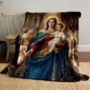 Virgin Mary and Child with Angels BlanketFlannel Blanket for Bedroom, Living Room, Sofa, and Nap