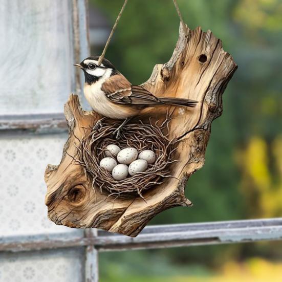 Bird Hanging Sign Vintage 2D Bird Wooden Signage Rustic Wall Decoration Sign for Farmhouse Home Front Door Wall Window