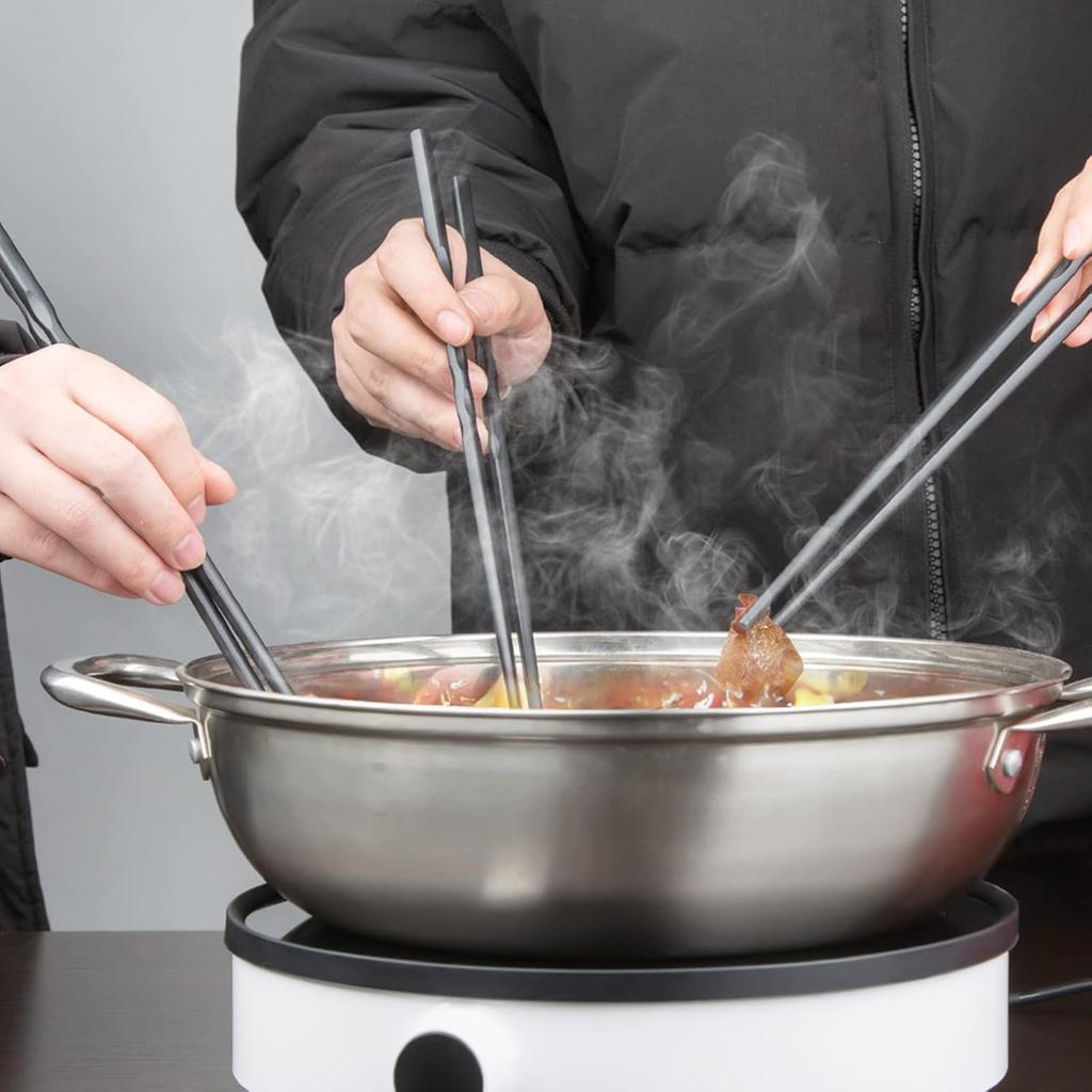 12.6 Inches (32cm) Cooking Extended Chopsticks Reble, 2 Pairs Fiberglass Chop Sticks for Kitchen Noodles Frying Hotpot, Japanese Chinese Extra Long