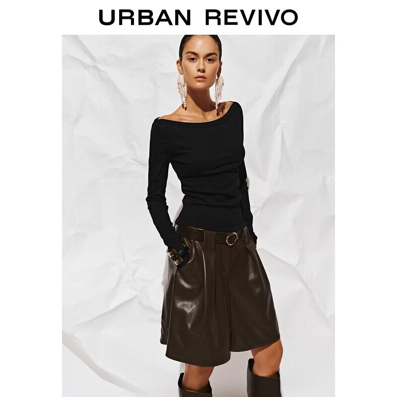 UR2026 Women's Textured Long-Sleeve Slim-Fit T-shirt