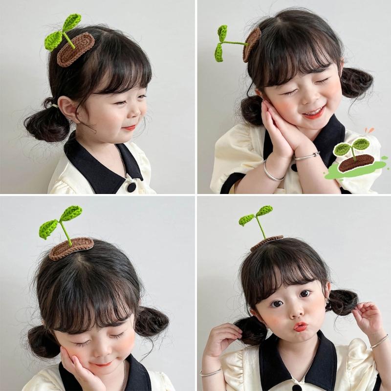 Creative Hair Clips Crochet Bean Seedlings Hairwear Accessory for Little Kids