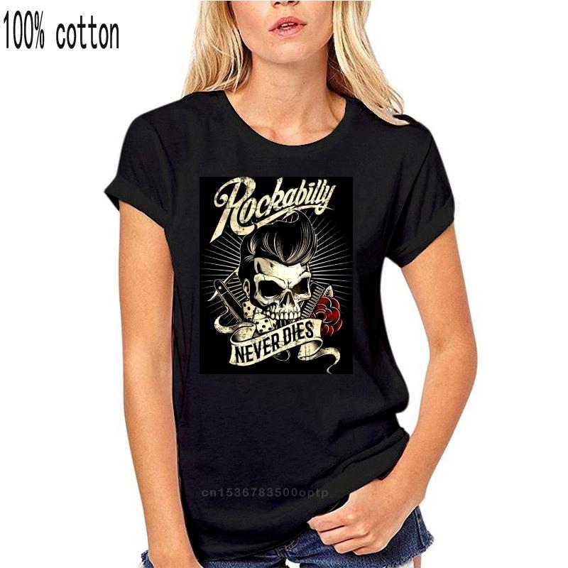 

Rockabilly Never Dies - Skull Hipster T-Shirt for Bikers 2023 Summer Men 100% Cotton Basic Style Hip Hop O Neck T Shirts 3XL чорний