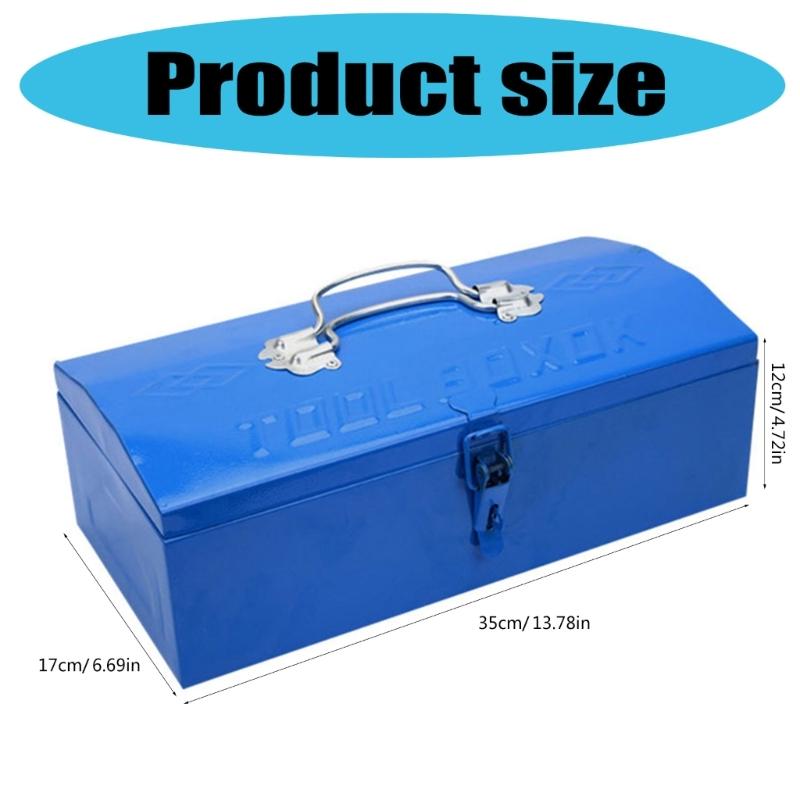 Portable Medium Sized Iron Sheet Storage Box Tool Organizers for Home Office and Travel Use with Secure Latches Closure