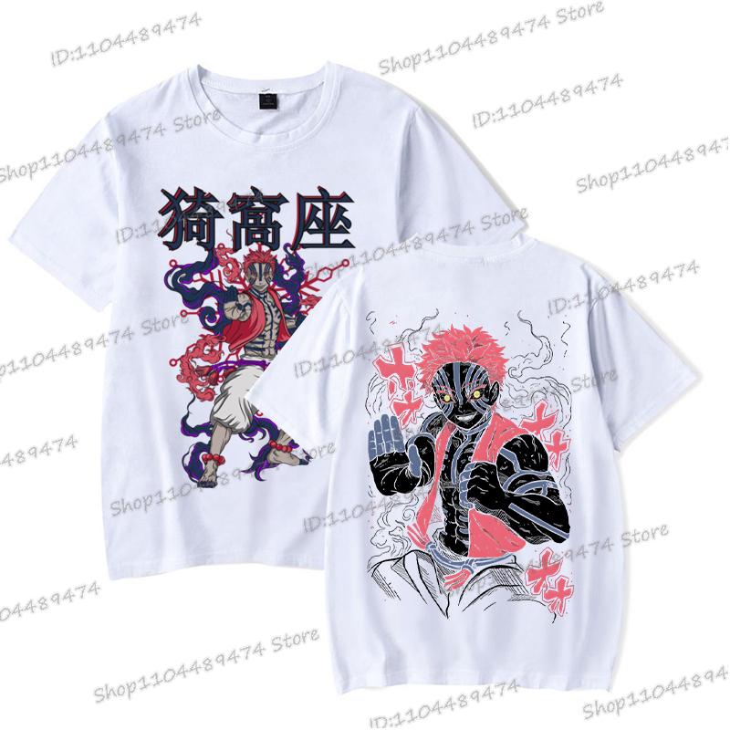 Akaza Anime Demon Slayer T Shirt Men Fashion Harajuku Short Sleeve T-shirt Vintage Kimetsu No Yaiba Comic Female Male Tops