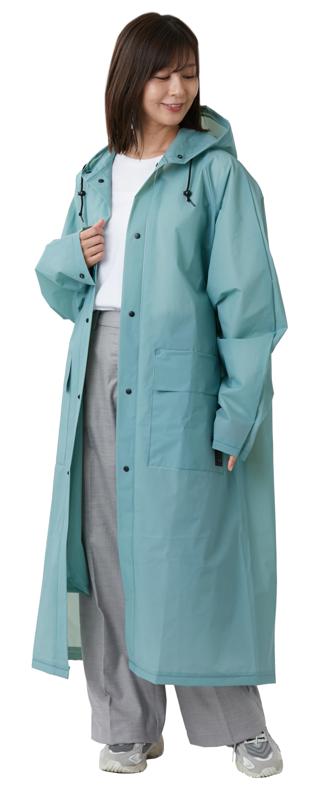 

рюкзак длинный для поездок на работу или плащ-дождевик из ЭВА [Ametohare] Дождевик, совместимый, длина, школа, сумка AH-303 (мятно-зеленый, M)