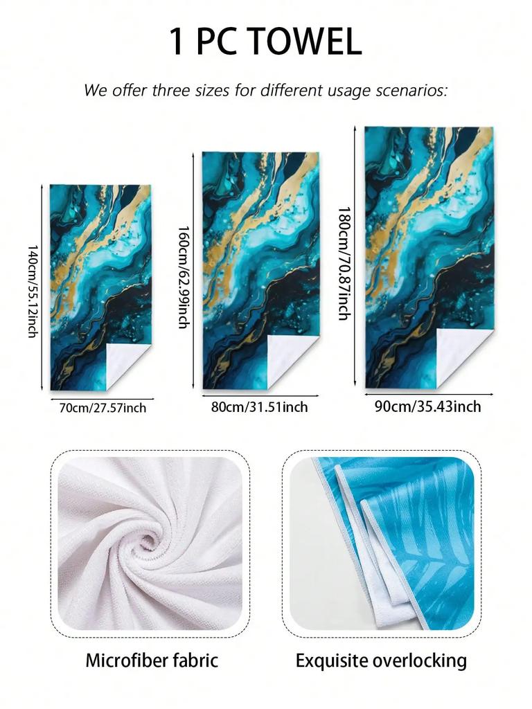 1pc Style Blue Mandalay Pattern Beach Towel,Ultra-Fine Fiber Beach Blanket,Highly Absorbent Bath Towel,Suitable For Summer