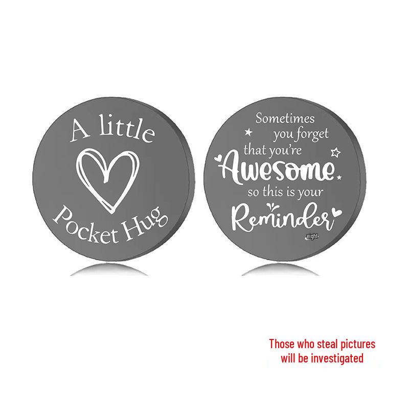 Lucky Charm Motivational Coin: Engravable Stainless Steel Couple & Family Gift Ornament.