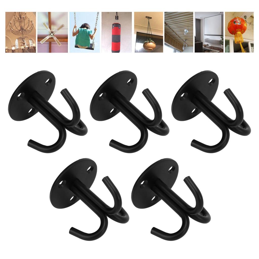5 Stück Deckenhaken Verdicken Drei Greifer Edelstahl Verstärken Tragfähigkeit Deckenmontage Aufhänger für Zuhause Schwarz