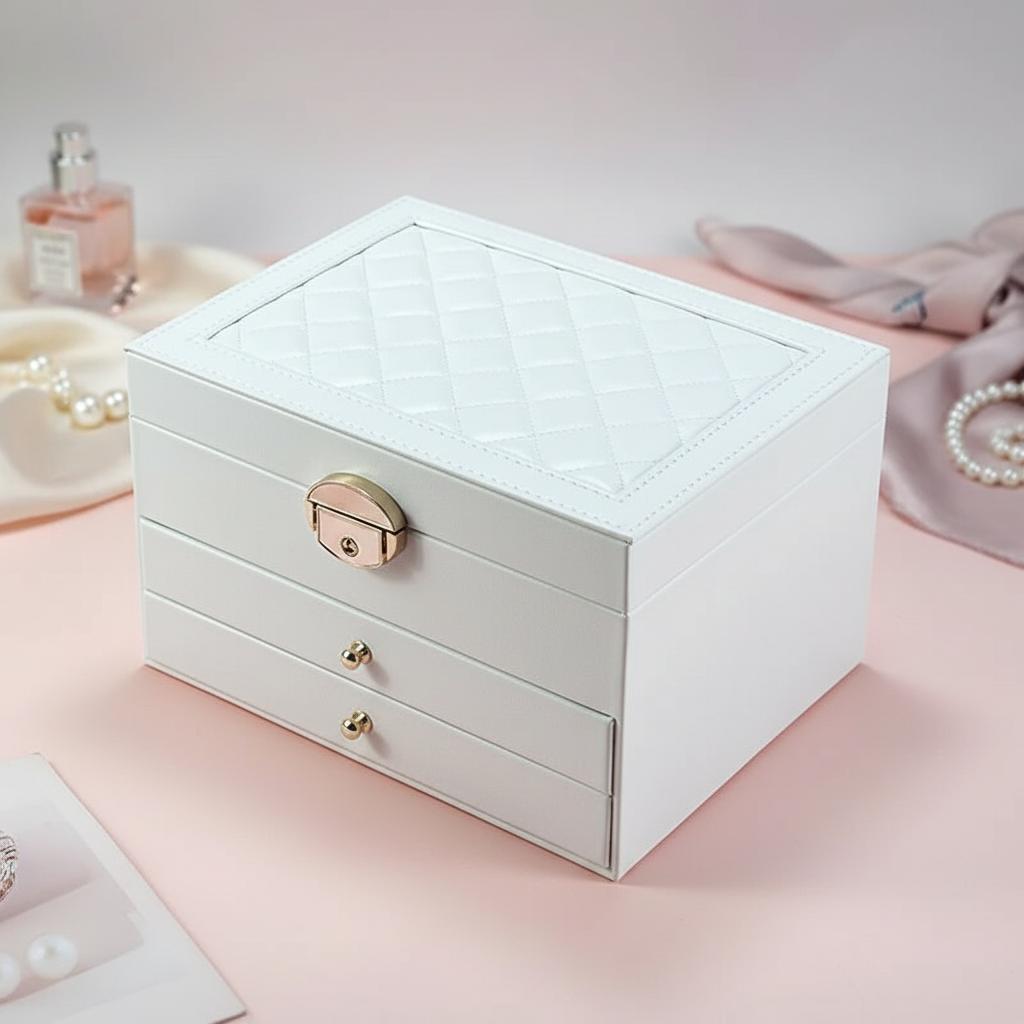 High-End Multi-Layer Drawer-Type Jewelry Box Household Large Capacity Earring Storage Organizer with Oxidation Finish