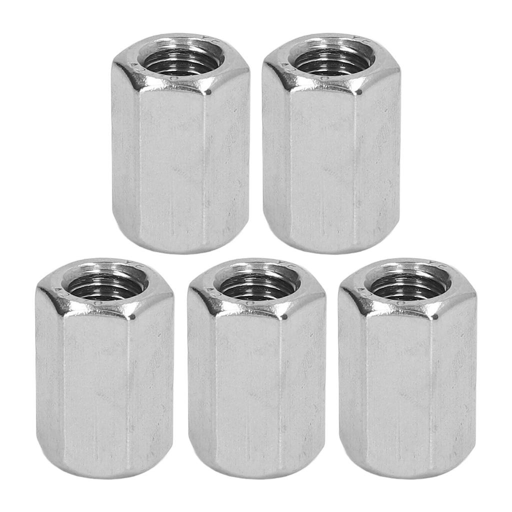 5PCS Hex Connection Nut M12 X 1.75 19 L30mm Stainless Steel Rustproof 6 Sides Long Rod Nut for Installation