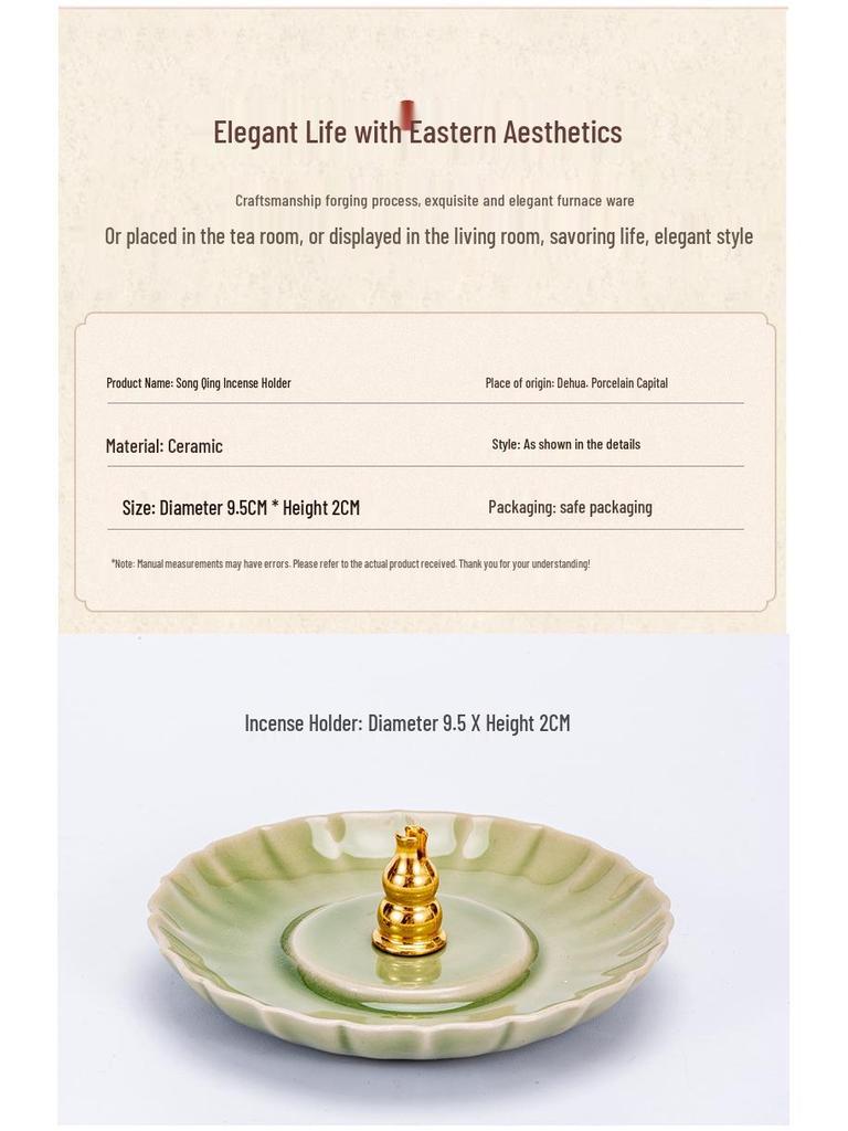 Song Qing Minimalist Ceramic Stick Incense Holder – Chinese Style High-End Creative Desktop Ornament