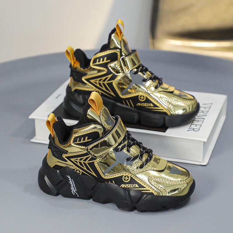 2025 New Boys Sneakers Lightweight Shock Absorption Velcro Youth Warm Two Cotton Shoes Winter Boys Shoes