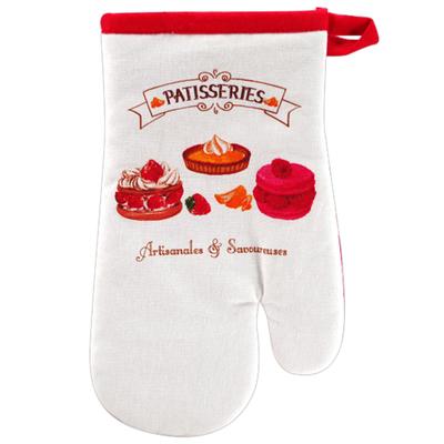 [A2431] - Keukenhandschoen 'Patisserie' rood wit (Ambachtelijk en smakelijk) - 28x14cm