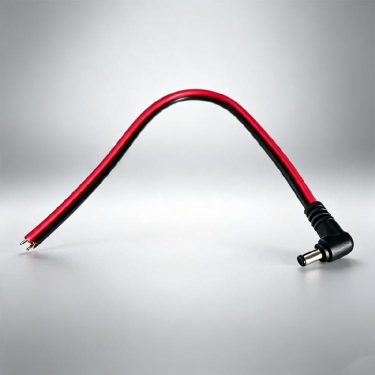 Open Wire Pigtail Power Cable, Right Angle 5.5X2.1Mm Male End, 30Cm Cord for Camera Work, Equipment Repair and Narrow Area Routing