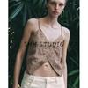 Spring and Summer New Women's Clothing Camisole V Neck Sleeveless Contrast Color Beaded Embroider Tops 4786001