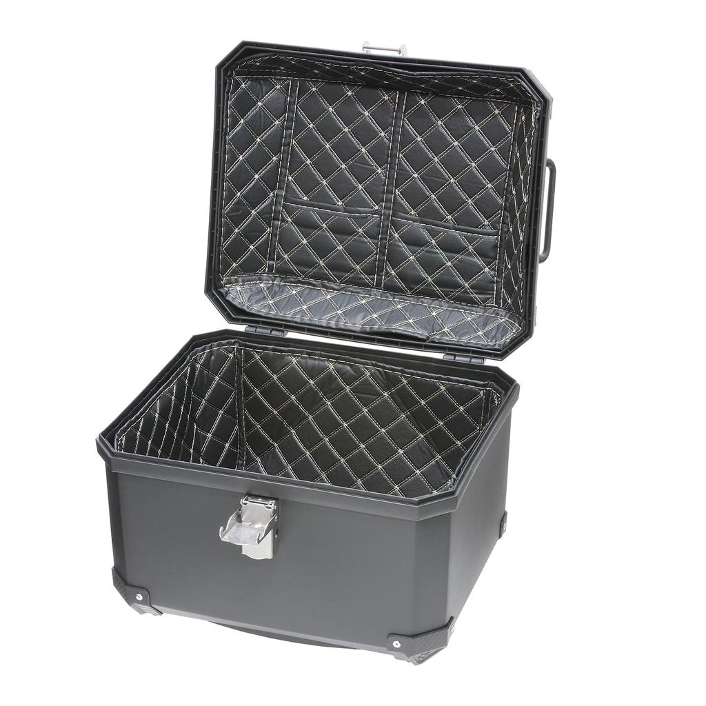 57L BPC Rear Box Top Case Backrest Square Touring Travel Storage Black