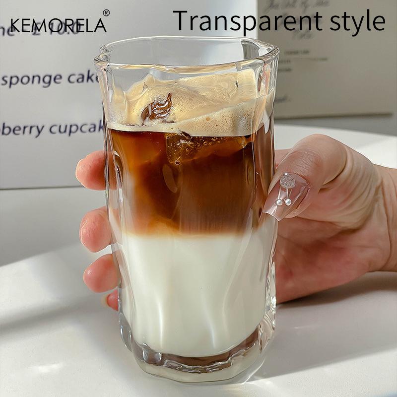 Irregular Twist INS Style Iced Coffee Cup Summer Juice Glass Cold Drink Cup for Bar And Home Use American Latte Drinkware