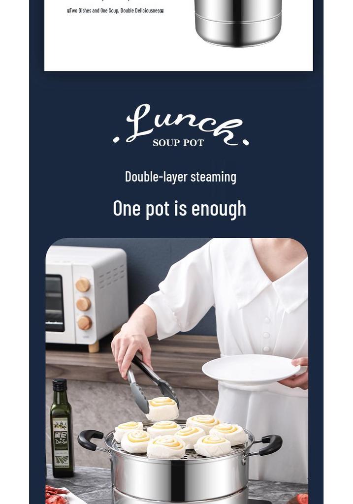 Large Capacity Stainless Steel Steamer Pot, Single & Double Layer, Multi-purpose for Induction & Gas Stoves, Ideal for Steaming Mantou.