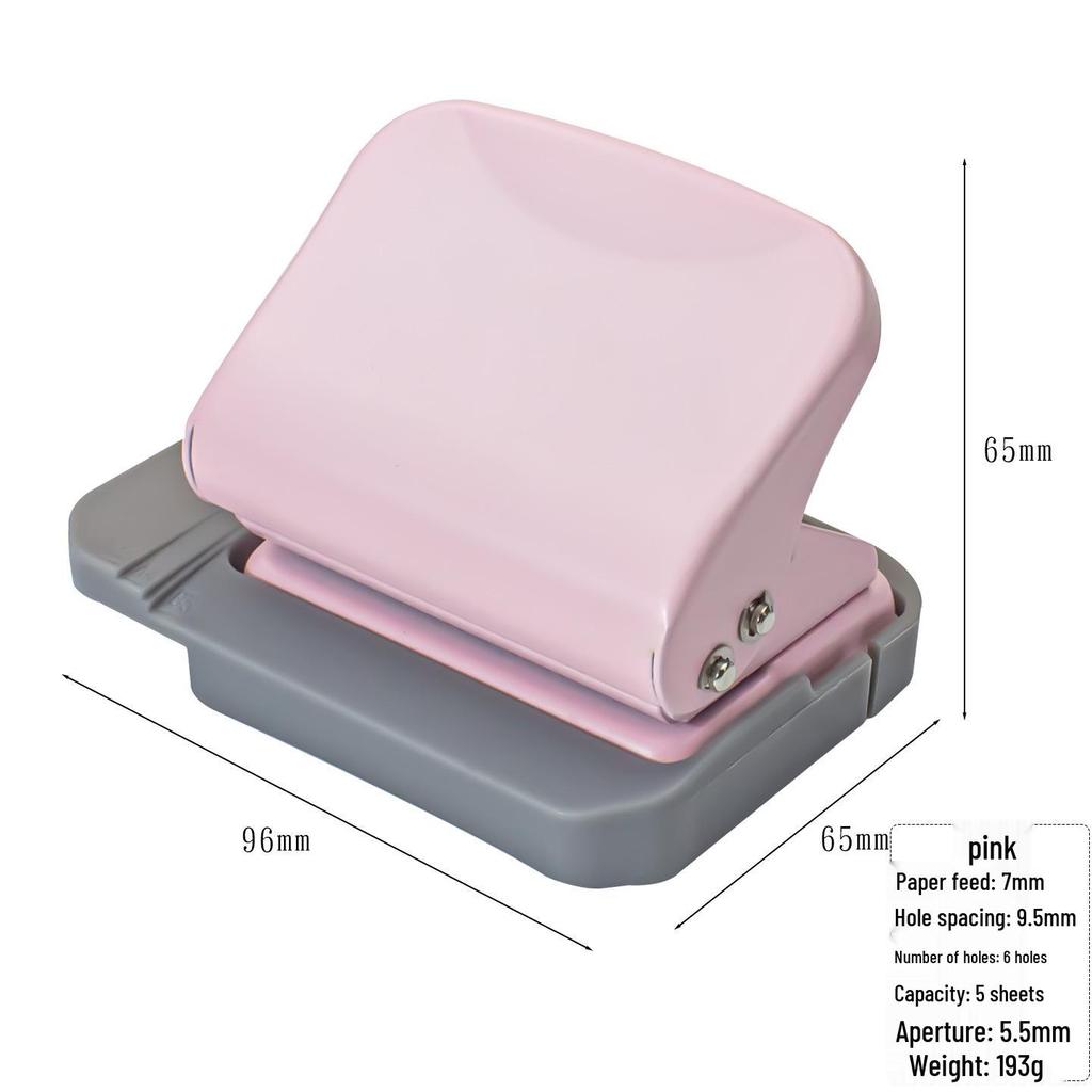 6-Hole Round Loose-Leaf Puncher, Student-Friendly, Multi-Hole, Manual, Labor-Saving.
