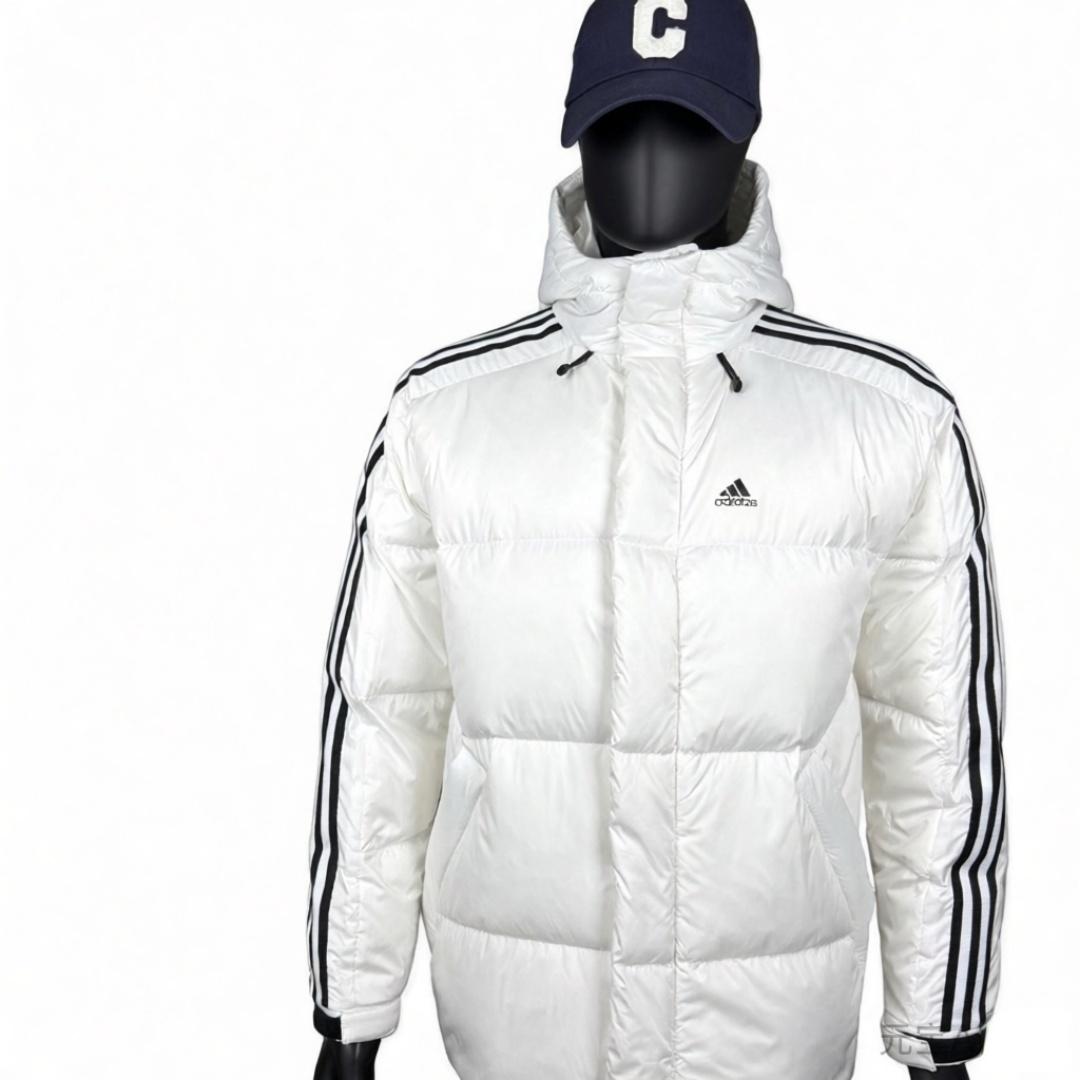 Adidas Спортивный пуховик с боковыми полосками, ветрозащитный и теплый  M , L , XL , XXL , белый