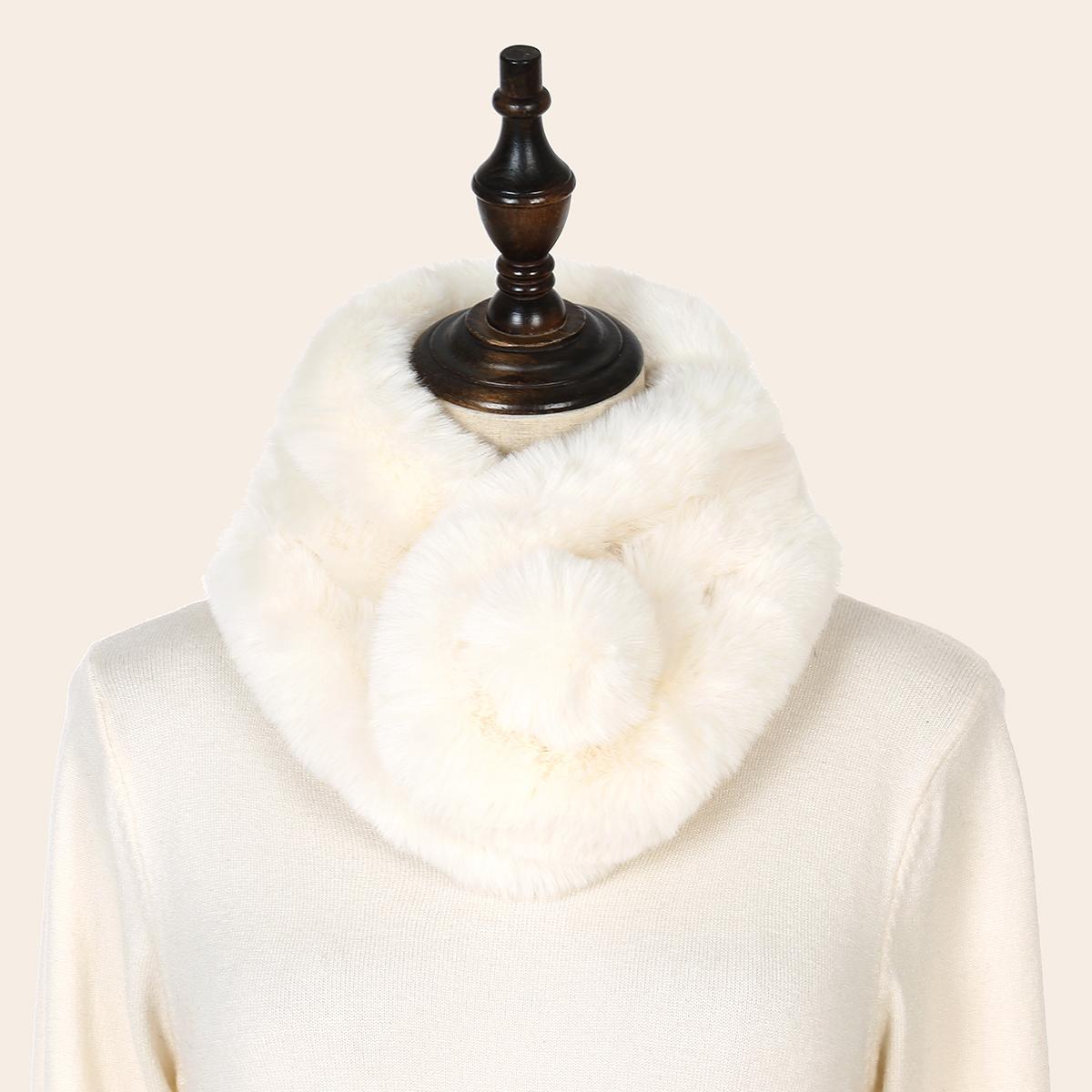 

New Faux Fox Fur Scarf Shawl Pearl Fashion Warm Thicken Fake Fur Collar Women Short Neckerchief Neck Warmer Clothing Accessories