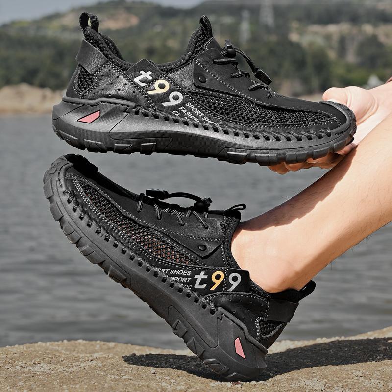 Men's Outdoor Mesh Hiking Shoes Breathable Non-slip Quick-dry Wading Shoes for Summer Trekking Walking Fishing Water Sneakers