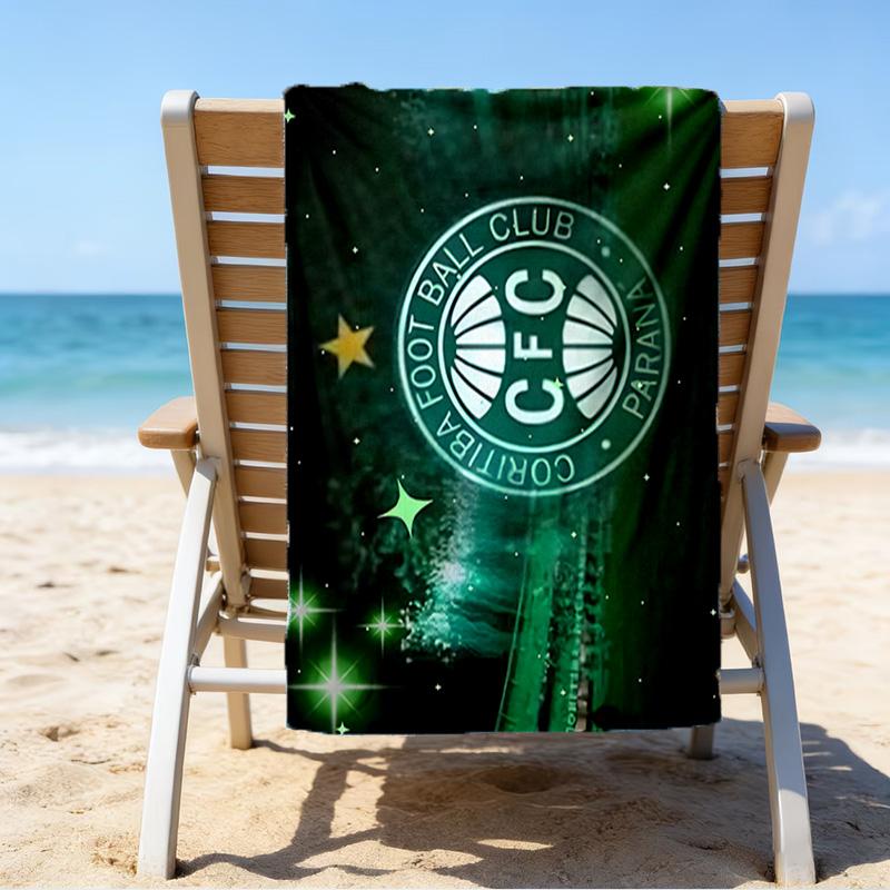 Green Football Club Emblem Printed Beach Towel, Super Soft Microfiber, Perfect Gift Birthday, for Pool, Beach, Travel, for family and friends
