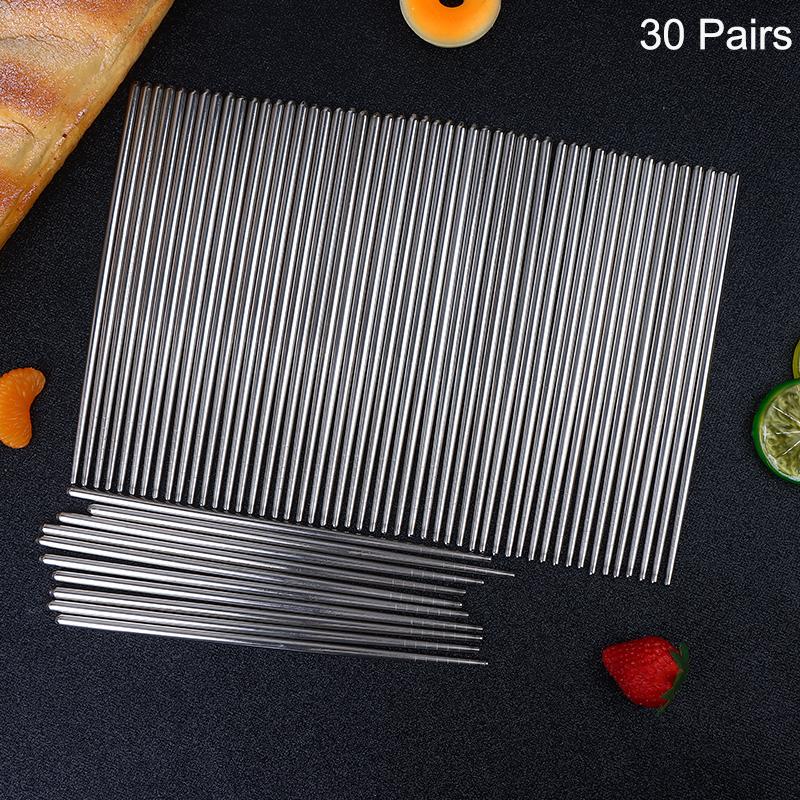 Stainless Steel Chopsticks Reusable Household Round Metal Chop Sticks Japanese Sushi Food Stick Kitchen Tableware Cutlery