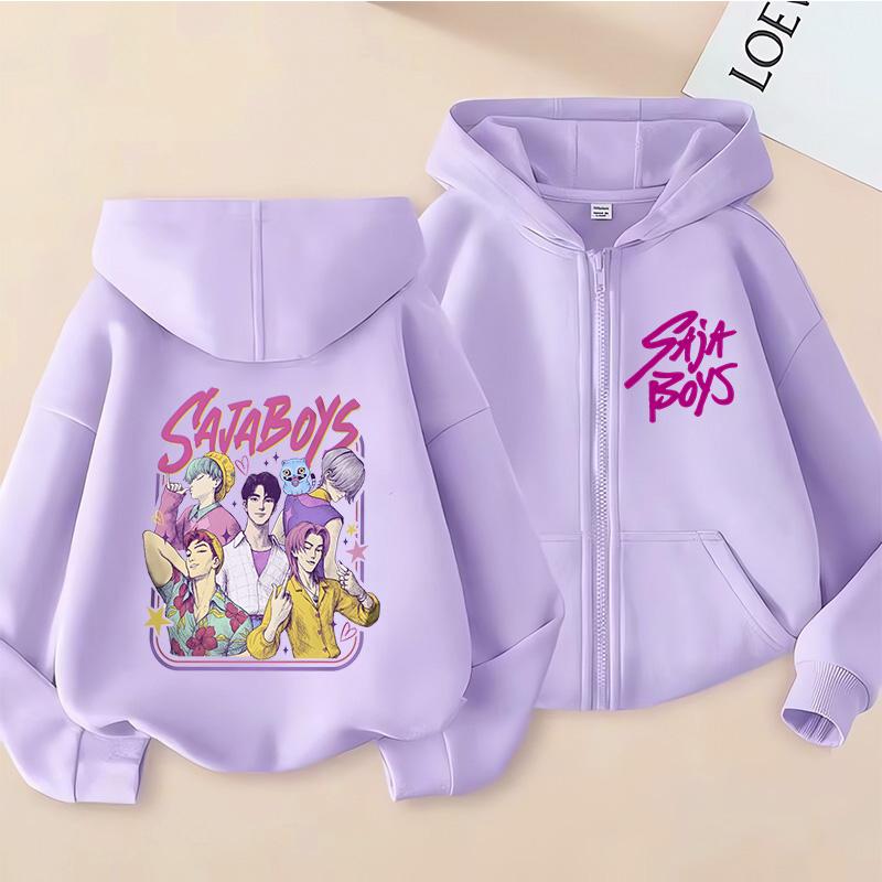 Zip Up Sweatshirts Saja Boys Kpop Demon Hunters Hoodie Children Clothes Kid Girl Boy Sweatshirt Zipper Hoody Baby Top
