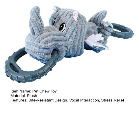 Giocattolo per Animali a Forma di Rinoceronte Resistente al Morso Peluche Giocattolo da Masticare per Cani con Suono Integrato Morbido Interattivo Giocattolo per Alleviare lo Stress