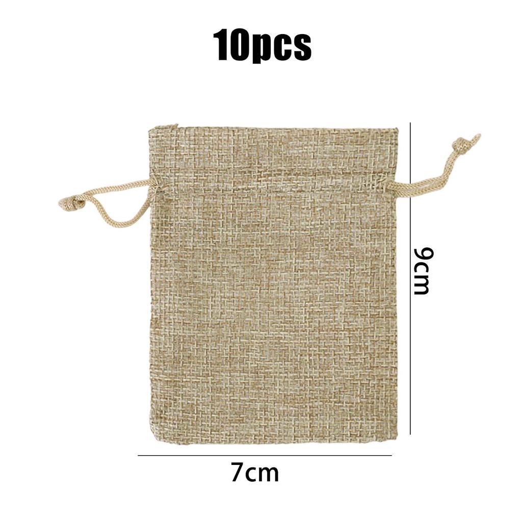 10-50 szt. Brązowa Torba ze Sznurkiem Juta Pouch na Biżuterię Len Torba Pakująca DIY Boże Narodzenie Torby na Cukierki Organizer do Przechowywania