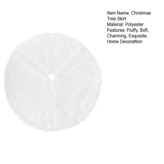 Fluffy Faux Fur Christmas Tree Skirt White Plush Xmas Tree Base Cover Mat for Merry Christmas Party Decoration
