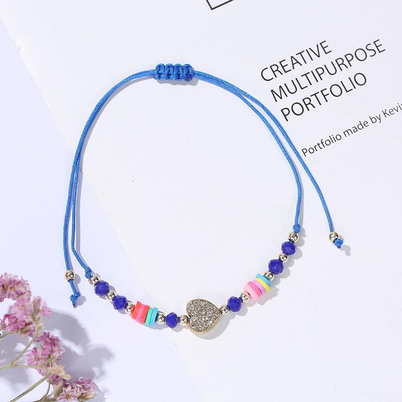 Couple Lovers Beaded Crystal Heart Rope Bracelets Sweet Girls Red Black String Bracelets Gift For Friends Women Wedding Jewelry