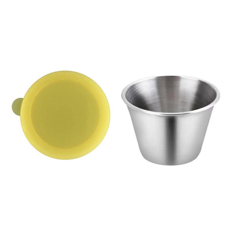 Stainless Steel Sauce Containers With Silicone Lids Reusable Leak-proof Condiment Cup Salad Dressing
