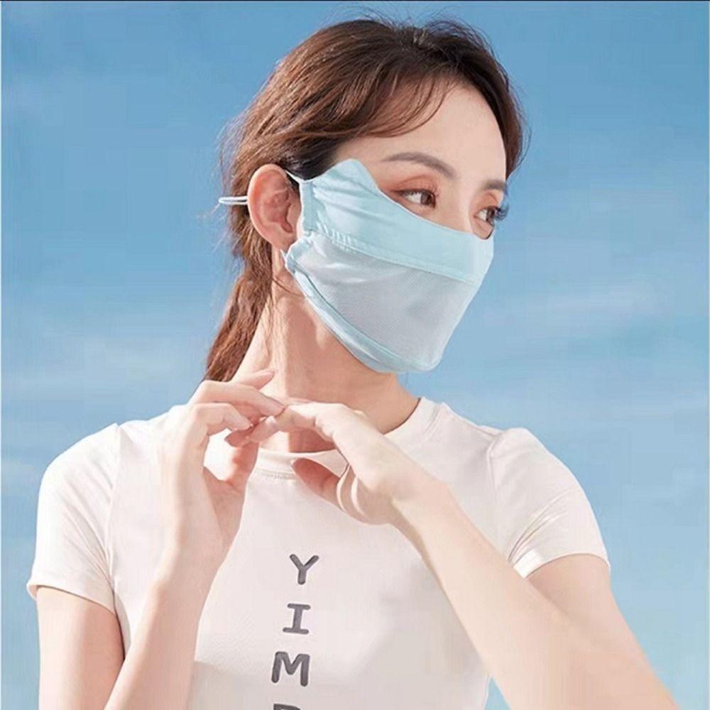Protection Solid Color Fishing Sunscreen Veil Anti-uv Face Cover Face Scarves Ice Silk Face Scarf