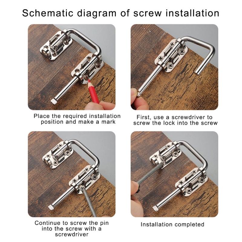 Heavy Duty Door Lock Bracket 180 Degree Rotation Waterproof Surfaces Steel Gate Latches Uprgades for Indoor Outdoor Use