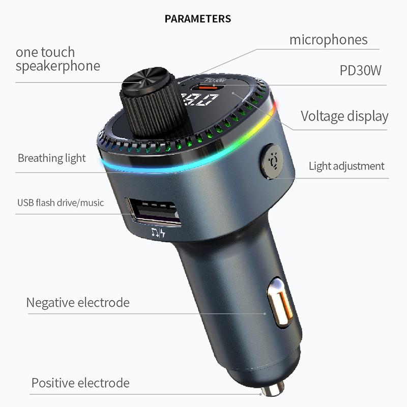 

C58 Bluetooth-compatible Adapter FM Transmitter Car MP3 Music Player Type-C+USB Car Charger Type A