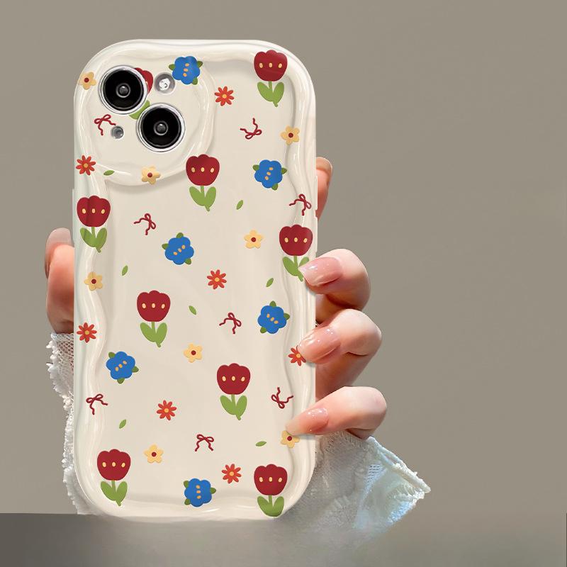 

Полноэкранный красный и синий цветочный цветочный цепочка подходит для Apple 15 мобильный телефон чехол Iphone14/13promax силиконовый 7 анти-падение iPhone 6s Plus