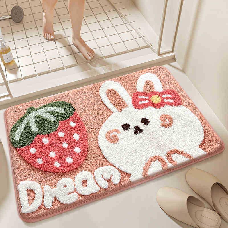 Cartoon Faux Cashmere Washable Door Mat - Dirt-resistant & Water-absorbing Bathroom Floor Mat