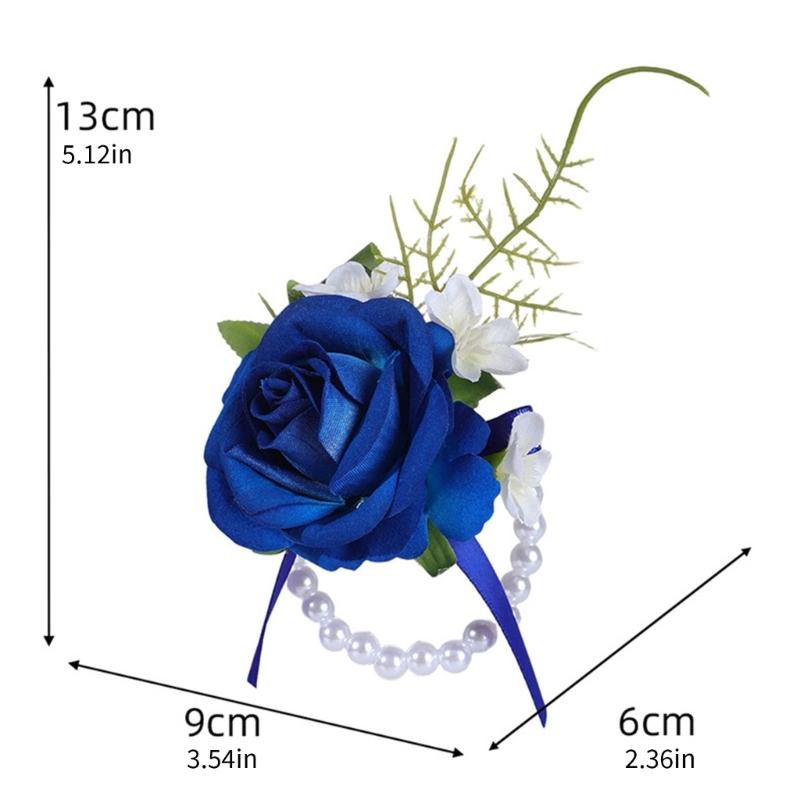 Wedding Boutonniere Wristlet Pearls With Artificial Floral Design For Bridesmaids Grooms Formal Outfit
