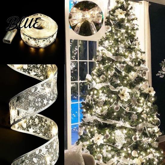 Room Ladder Ribbon Patio Garden Battery Powered Tree String Lights Christmas Fairy Bow Decoration Light