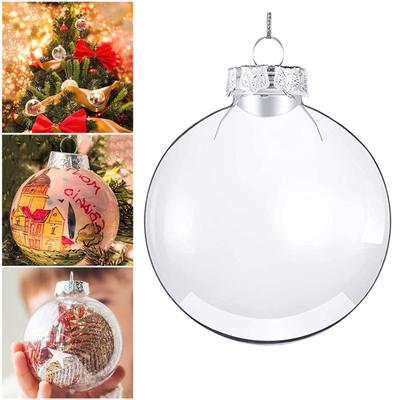 2Pcs 6/8/10CM Clear Christmas Ball Refillable Shatterproof Reusable Holiday Decoration Xmas Tree Hanging Ball Ornament Pendant Party Supplies Gift