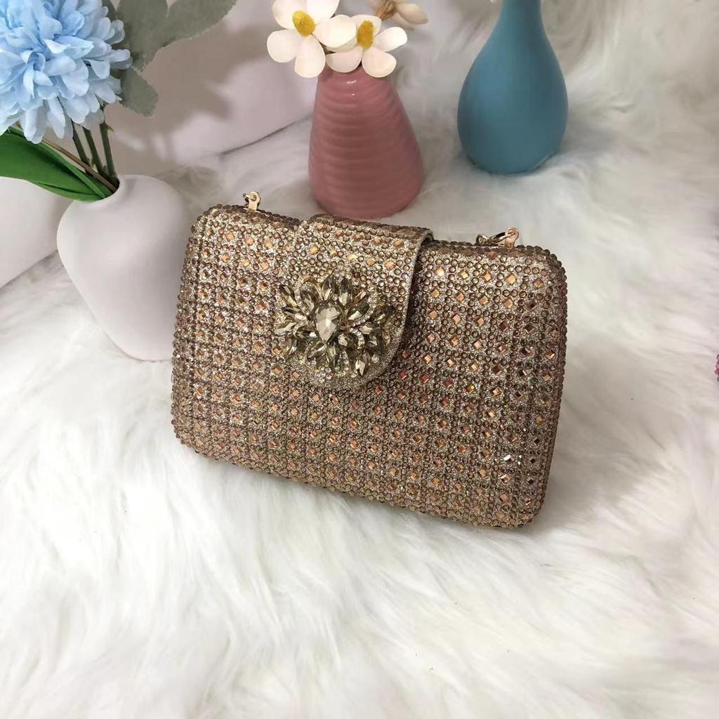 Square Rainbow Handset Diamond Clutch Bag