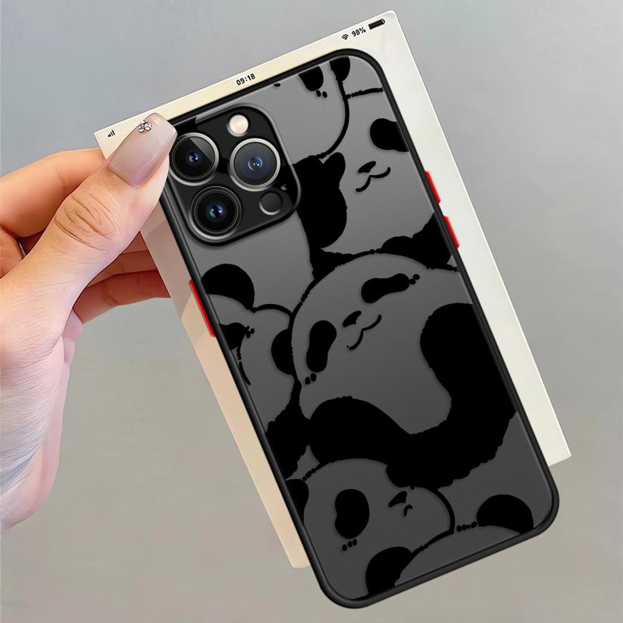 Cute Panda Funny Case for iPhone 17 Pro Max 13 Mini XS XR 15 12 14 7 8 SE 11 Air 16 Plus Funda Back Phone Cover